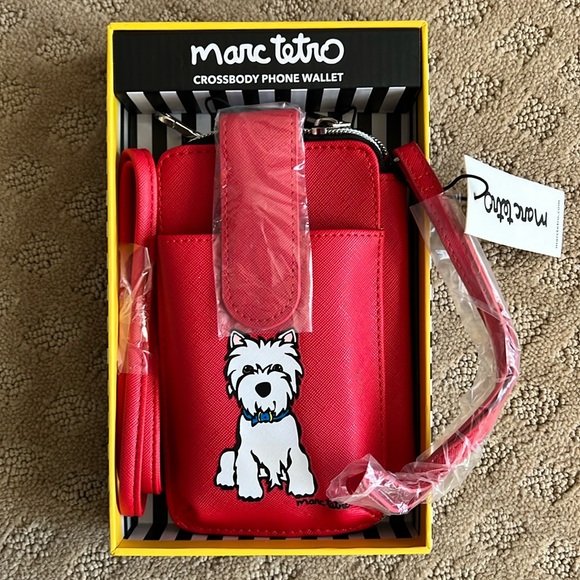marc tetro Handbags - Marc Tetro Scottish Terrier Dog Red Crossbody Phone Wallet